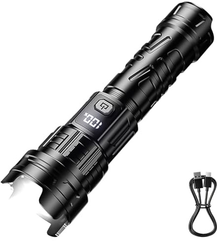 Yarteim Taschenlampe LED Aufladbar, Extrem Helle Zoombare Taschenlampen mit 3 Lichtmodi und Langer Laufzeit, Taschenlampe Klein, IP44 Wasserdicht Flashlight für Camping, Wandern, Angeln, Notfäll