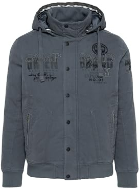 Camp David Herren Wattierter Blouson mit Kapuze und Artworks Blue Shade, Xl