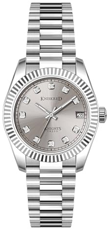 KNISKRED Klassische Armbanduhren für Damen mit Kristall Akzent und Solid Edelstahl Band Damen Kleidung Uhr Wasserdicht