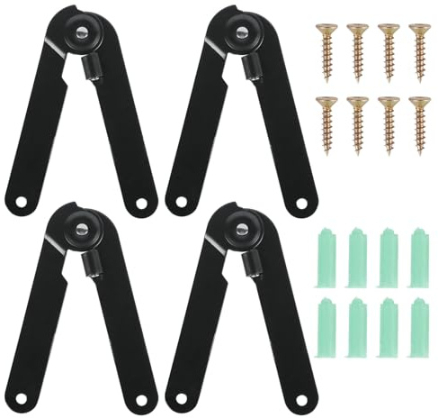 Zyiphor 4 Stück Klappenhalter 180 ° Klappscharnier Softclose Klappenbeschlag Edelstahl Deckelstützscharniere mit Schrauben für Klappstühle, Leitern, Tischplatten, Türen, Schwarz