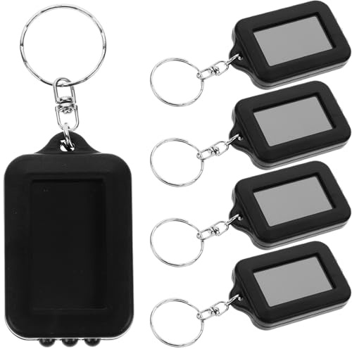 Hohopeti Porte-clés Lampe Torche LED Mini Recharge Solaire, Lot de 5 | Abs Noir, Format Compact, pour Randonnée et Urgences, Consommation Réduite, Panneaux Solaires Haute Performance