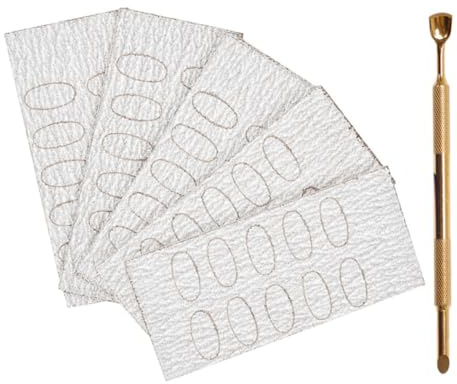 LIFKOME Empujador de Cutículas Doble de Acero Inoxidable Grande Herramienta Removedora de Cutículas de Metal con Punta Forma de Herradura Color Dorado Incluye 50 Lijas Finas Adecuado