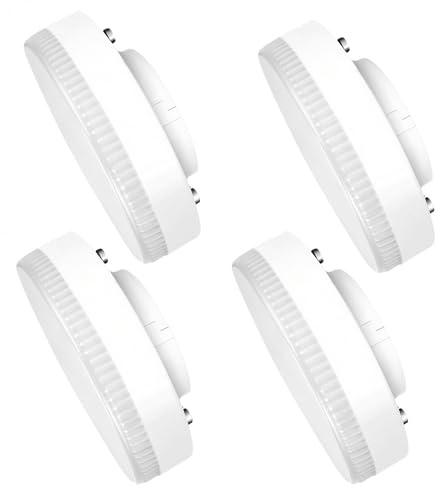Pretify 4 Pièces Ampoule GX53 LED 9W Blanc Chaud 3000K, 800LM AC 220-240V, Équivalent à 71W Halogène, Spot LED Encastrable pour Cuisine Armoires Vitrines, Non Dimmable Facile à Installer
