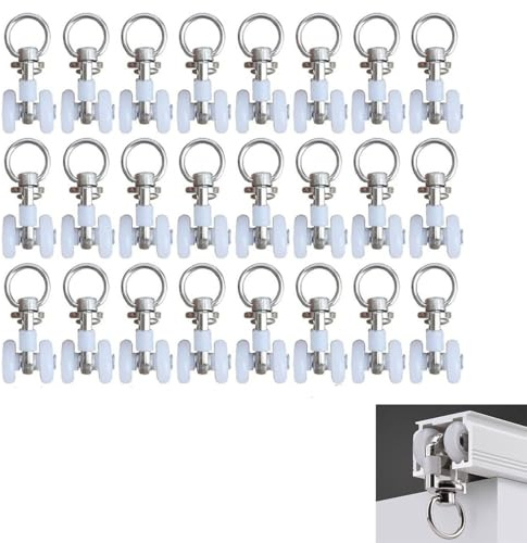 30 Stück Schienenrollen Metall, Gardinenschiene Rollen für Vorhangschienen, Vorhang Track Roller Gleiter - Laufrollen für Schlafzimmer Vorhänge,Duschvorhang & Gardinen - Robuste Gardinenrollen Metall