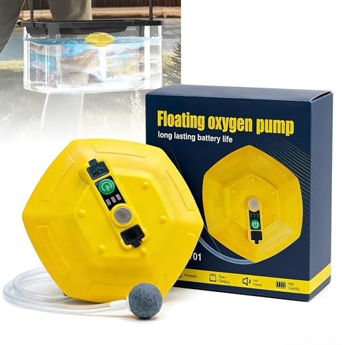 IPX7 Floating & Rechargeable Bait Bucket Aerator, 3000MAH Rechargeable Portable Floating Aerator Livewell for Fish Tank & Fishing Trips, Live Bait Transportation Pump (Yellow)