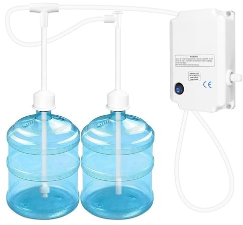 Bottle Water Dispenser Pump System, 3.8L/min Double Pipe Water Dispenser | Auto Shut-Off & Universal 1/4 Quick Connector, 55cm Inlet & 6m Outlet Hose for Coffee Machines and Refrigerators