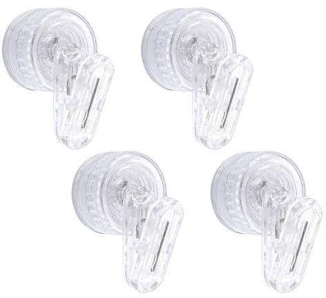 INCREWAY 4Pcs Suction Cup Hook Clips, Rotatable Wall Mounted Dish Glove Clip for Kitchen Bathroom,Space-Saving Washable Design for Dish Gloves Towels Socks（Transparent）