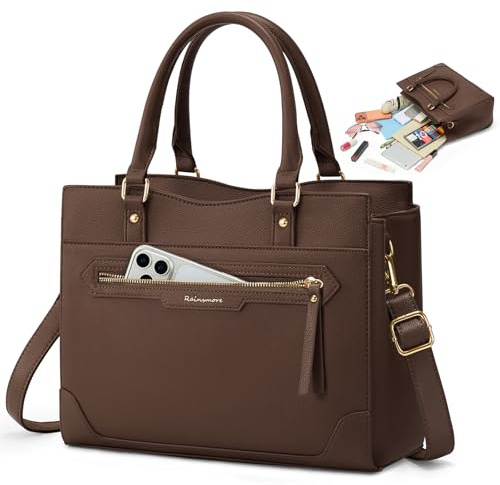 RAINSMORE Handtasche Damen Mittelgroß PU Leder Damen-Henkeltaschen | Tasche Damen Wasserdicht Damenhandtasche Elegante Henkeltasche Schultertasche Umhängetasche für 11 Zoll Tablet