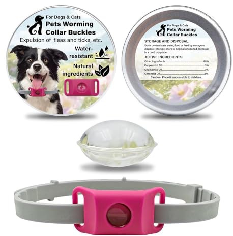 Aquality Pets Collare Antiparassitario Naturale,AqualityPets Collare Antiparassitario per Cani Naturale,Ciondolo Repellente per Pulci E Zecche，Protezione Duratura per Cani di Tutte le Taglie (Rosa)