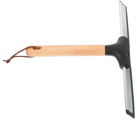 CRAFTHROU Raschia Superfici Manico in Legno, Tergivetro per Doccia in Silicone e Acciaio Inossidabile, Resistente senza Sbavature, la Pulizia del Bagno