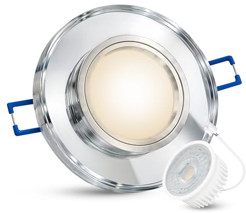 SSC-LUXon LED Einbaustrahler super flach Einbautiefe nur 15mm aus klarem Glas rund mit fourSTEP LED Modul dimmbar ohne Dimmer 4W neutralweiß, Stückzahl:1er Set