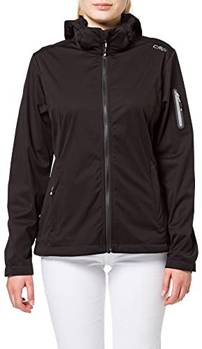 CMP - Leichte Softshelljacke für Damen mit abnehmbarer Kapuze, Schwarz, D34