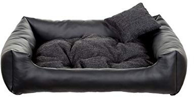 Gutekissen® Hundebett aus Ökoleder Hundebett Hundesofa Hundeliege Hundekissen Kunstleder Hundeschlafplatz - Langlebige Materialien und hohe Qualität EKO (XS - 55x45, Schwarz)