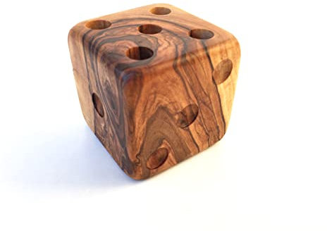 Stiftehalter „Würfel“, Schreibtischorganizer aus Olivenholz in Handarbeit