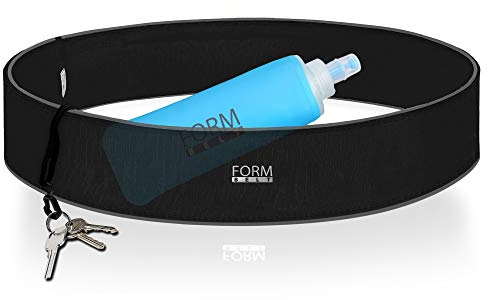 Formbelt Trinkgürtel Laufen mit Flasche 350ml Softflask Laufgürtel mit Trinkflasche Langlauf Handy bis 6,8 passend für iPhone 11 Pro Max XR 7 + Plus Samsung Galaxy S10+ S 10 A70 P30 Xiaomi schwarz M