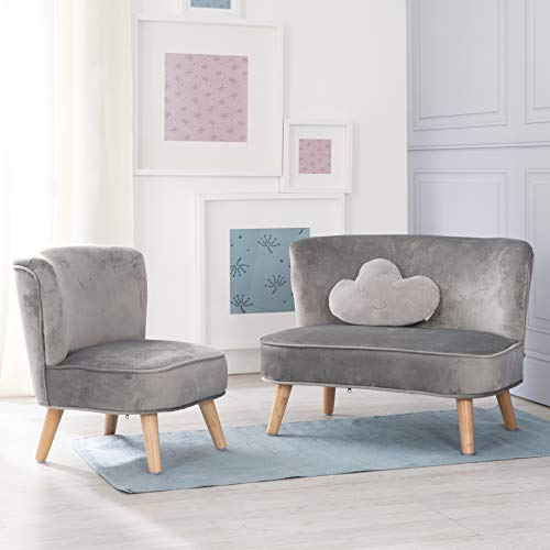 roba Kindersitzgruppe „Lil Sofa” enthält Kindersofa, Kindersessel & Dekokissen Wolke silbergrau