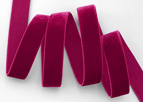 finemark Nastro elastico in velluto, 3 m x 16 mm, rosso vinaccia (360), nastro elasticizzato bordeaux, estremamente elastico, in velluto, 20% elastan, da cucire