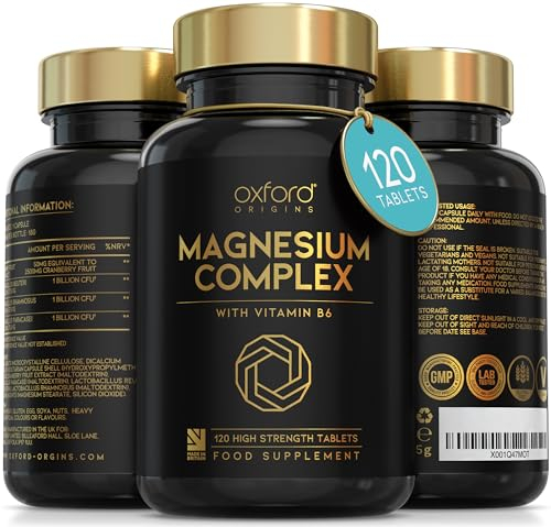 Advanced Magnesium Complex with Vitamin B6 | Made in The UK | Magnesium Supplements for Restless Leg Syndrome Relief, Leg Cramps & Sleep | Mag Citrate, Oxide & VIT B6 | 120 Capsules