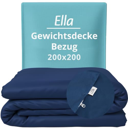 Ella Bettbezug 200x200 cm für Gewichtsdecke - Hergestellt aus 100% Baumwolle - Geeignet für 11 kg und 13 kg Gewichtsdecken - Marineblau