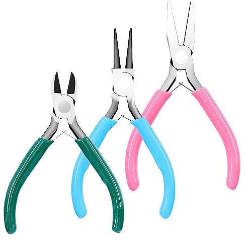 Swpeet 3Pcs Jewelry Pliers, Mini Jewelry Making Tools with Needle Nose/Round Nose Pliers and Wire Cutters for Jewelry Repair, Wire Wrapping, Crafts, Jewelry Making Supplies