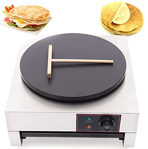 HUMNZR Estufa EléCtrica Circular para Panqueques De Cereales De 16 MáQuina para Crepes De Placa Plana Antiadherente Comercial, Placa De Cocina para Hacer Crepes Comercial, MáQuina