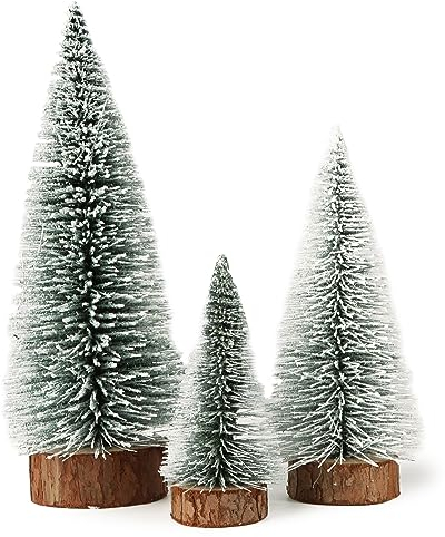 3pcs Mini Christmas Tree Frosted Artificial Christmas Trees Ornaments Christmas Table Decorations Xmas Tabletop Display 3 Sizes 10/15/20cm (B)
