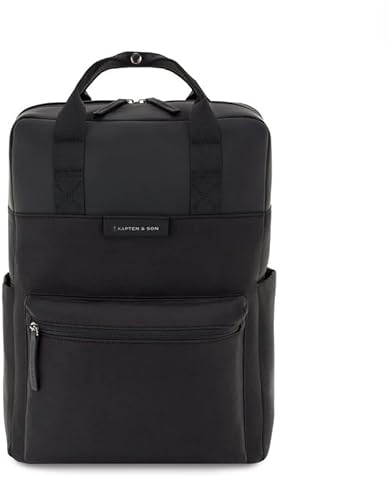 Kapten & Son Rucksack Bergen All Black 11 L | Rucksack Damen & Herren Schwarz | Tagesrucksack mit 13 Laptopfach | vegan & wasserabweisend