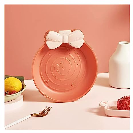 RWRAPS Fruit Bowl 3 PCS Candy Tray Home Fruit Bowl Modern Plastic Personalized Coffee Table Fruit Tray Dried Fruit Tray Glass Bowl (Color : Red) (Pink)