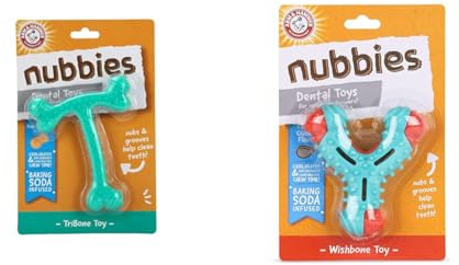 Arm & Hammer for Pets Nubbies Dental Dog Toy Bundle: T-Bone in Peanut Butter Flavor and Wishbone in Chicken Flavor | Reduces Plaque & Tartar, for Tough & Moderate Chewers