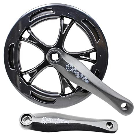 QmeNa Kurbelgarnitur 52t Rennrad Kurbel Set Single Geschwindigkeit 170mm Fahrrad Kurbelsatz Hohlzahnplatte Fahrrad Kurbel Set Kettenrad Bike Zubehör Crankset