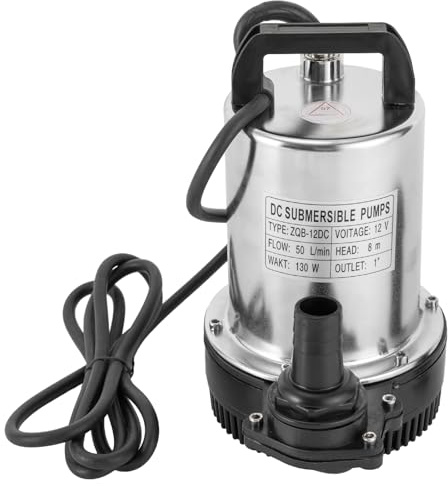 Loobiiny Brushless Pompe ImmergéE 160W 12V 6000 L/h Pour Puits Pompe Eau avec 3 raccords de sortie Pompe submersible pour DC Silencieuse, pour Irrigation & Bassin