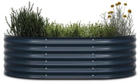 blumfeldt High Grow Extended Hochbeet - Ergonomisches 300-l-Hochbeet aus Rostfreiem Galvalume-Stahl, 150 x 60 x 43 cm, Anthrazit - Rückenschonend und Wetterfest für Garten, Kräuter und Gemüseanbau