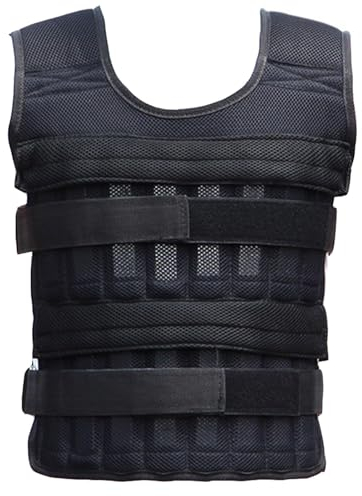 VBVARV Gewichtsweste Mit Taschen Für Männer Und Frauen Verstellbar Krafttrainingsweste Gewichtsjacke Fürs Training,Schwarz,25KG