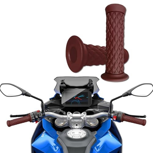 Zufoty Motorrad-Lenkergriffe, Motorrad-Griff, rutschfeste Gummi-Handgriffe, 22 mm, 24 mm, links und rechts, universell für Motocross-, Roller-, Dirt-Bike-Griffe (braun), 2 Stück