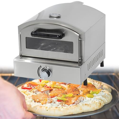 Beachtiful Four à Pizza à Gaz de Comptoir en Acier Inoxydable avec Pierre à Pizza Ronde de 13 Pouces, Cuisinière à Pizza Portable pour Fête, Cuisine en Plein Air, Commerciale/Domestique