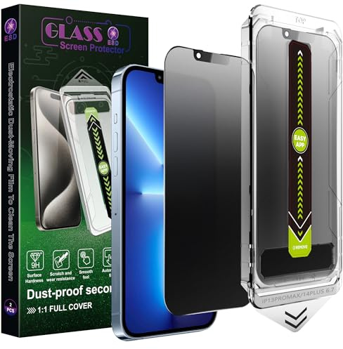 SY SHANGYAN 2 Pack Matte Privacy Screen Protector for iPhone 13 Pro Max/14 Plus (6.7), 9H Tempered Glass, Anti-Spy, Anti-Glare, Full Coverage, Anti-Fingerprint, Auto Dust Removal, Bubble-Free