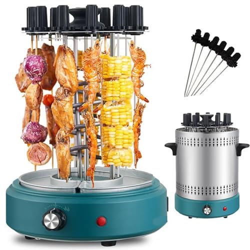 Electric Rotation Barbecue Grill, 1200w Electric Raclette Grill With 12 Grill Fork, 360° Even Heating Adjustable Temperature, Bbq Grill Machine, Easy To Clean, For Home Restaurant Kitchen
