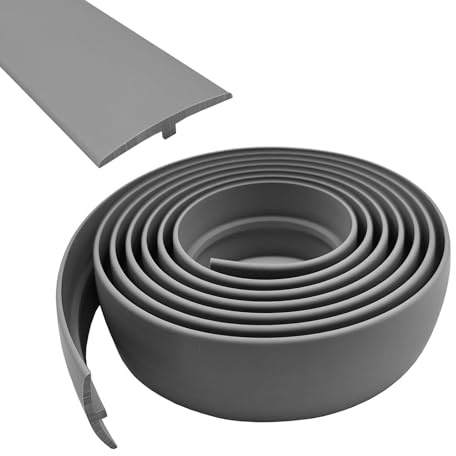 Transition Profile Self-Adhesive, Width 50 mm, Self-Adhesive PVC Transition Strip, T-Moulding, Flexible T-Shape Transition Strips for Laminate/MDF and Wooden Floors (Grey, 5 m)