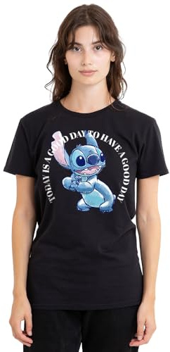 Lilo and Stitch Lilo Stitch Good Day Ladies T Shirt, Black Camisa Mujer (Pack de 1)