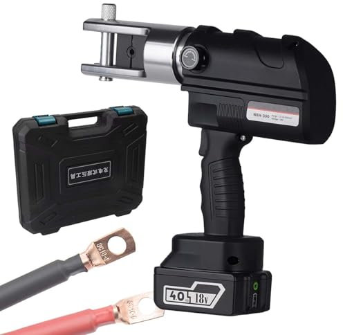 QFGain Pinza Crimpatrice Idraulica Ricaricabile, Pinza Crimpatrice per Cavi A Batteria, Pinza Crimpatrice per Terminali in Rame, Morsetti Rotanti A 360°, Corsa 18 Mm, Pressa Professionale da,300