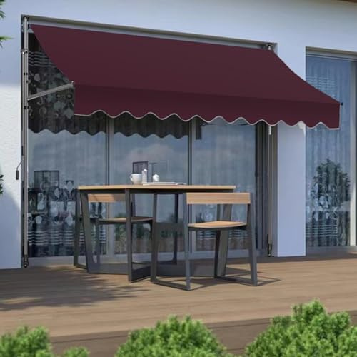 Tenda Da Sole A Bracci con Manovella, 200x120cm Tenda Da Sole per Balcone, Altezza Regolabile Anti Raggi UV, Tenda Parasole Frangivista RetrattileTerrazza Balcone Giardino Cortile(Red,200x120cm)