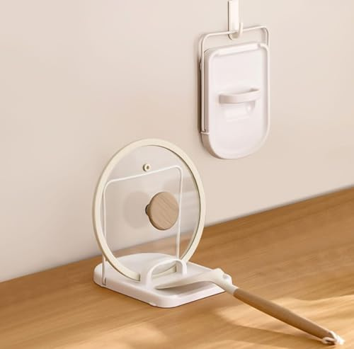 DoocliB Support pliable pour couvercles de casseroles Avec porte-cuillère | Organisateur De Couvercles, Support De Cuisine Pour Couvercles De Casseroles De 16 à 34 Cm de DiamèTre
