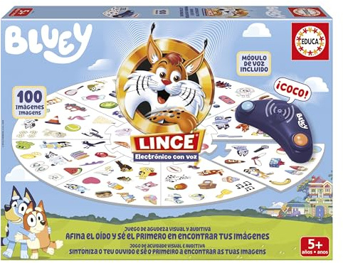 Educa - Lince Bluey Juego de Mesa Infantil | Lince Electrónico Original | Juego Rápido de Observación y Agudeza Visual | Diversión en Familia | Regalo para Niños a Partir de 5 años (20359)