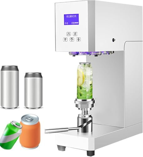 Automatic Can Sealing Machine,370w Electric Can Sealer Machine,55mm Caliber Tin Can Sealer,Bottle Can Capping Tools,Height Adjustable,White