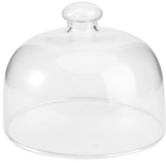 YARNOW 13cm Mini Glass Cake Dome Cover Small Transparent Food Protector Cloche for Afternoon Tea Dessert Lid Clear Bell Jar for Individual Cheese Plate Display Scone Case Dish