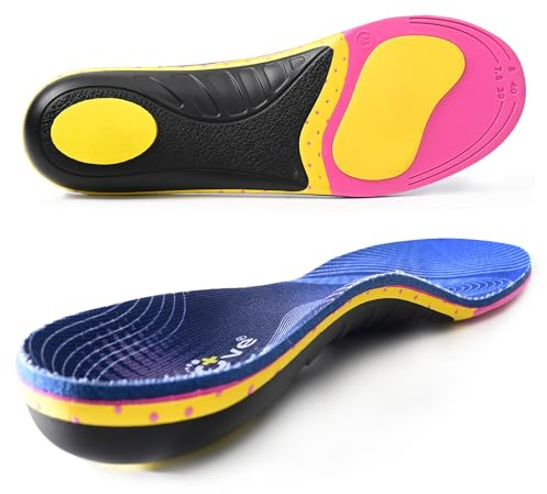 Welnove Plantillas Fascitis Plantar y Dolor de Talón - Soportes para Arco Alto con Almohadilla para el Talón - Plantillas Ortopédicas para Alivio de Espolones Calcáneos-Mujer 38-40