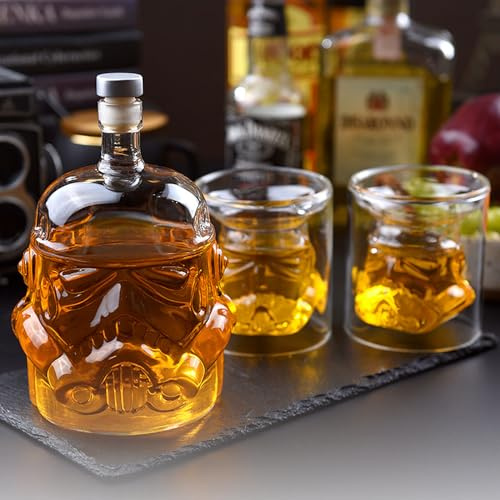 LTdlhFk Ensemble Carafe à Whisky Et Verre De 750 ML, Ensemble De Carafe à Vin en Cristal Raffiné avec 2 Verres à Whisky (2x150 ML), Carafe à Vin en Cristal De Luxe Et Bouteille