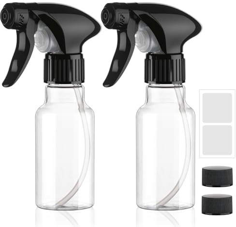 Hethyo Spray Bottles 4oz/120ml Plastic Small Spray Bottle for Hair Mist/Stream Spraying Heavy Duty Empty Water Spray Bottles for Cleaning Solutions, Plants 2 Pack (Clear)