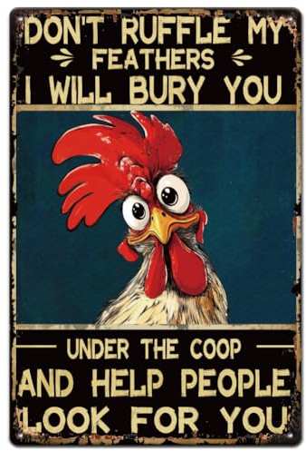 SUPERDANT Gallina Testa Insegna In Metallo Non Mi Arruffare Le Piume Cartello In Latta Vintage Pollaio Citazioni Divertenti Poster Per Man Cave Casa Fattoria Cucina Esterna Regalo Di Benvenuto 30x20cm