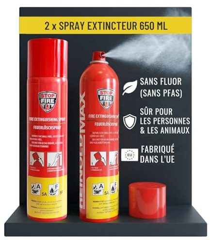 notlok Safety Work 2X Mini Extintor Casa 650ml A, F, E < 1000V, sin Flúor